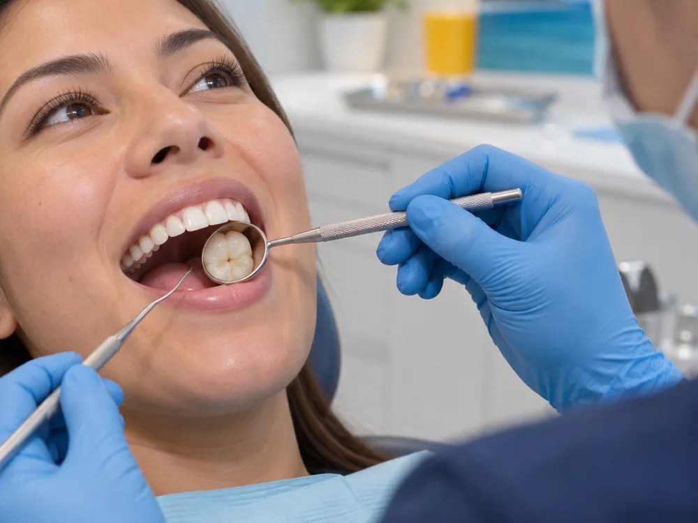 Natural-looking tooth-colored composite filling on a back tooth
